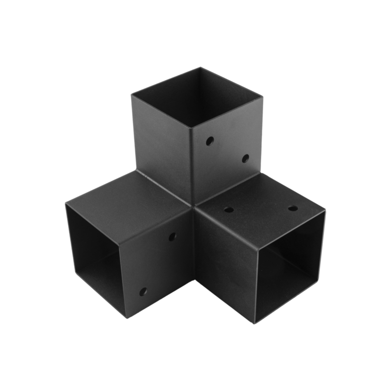 Conector Pergola Colt 3 Cai (Tip Y) Stalp + 2 Grinzi 100x100 mm Negru GPY100