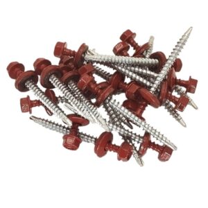 Suruburi Autoforante Cap Hexagonal 4.8x50mm Rosu RAL 3011 cu saiba EPDM - 100 buc/cutie