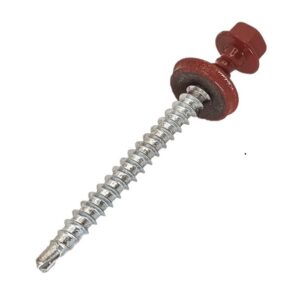 Suruburi Autoforante Cap Hexagonal 4.8x50mm Rosu RAL 3011 cu saiba EPDM - 100 buc/cutie