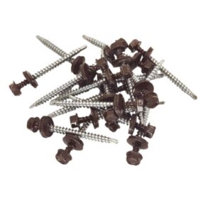 Suruburi Autoforante Cap Hexagonal 4.8x50mm Maro RAL 8017 cu saiba EPDM - 100 buc/cutie