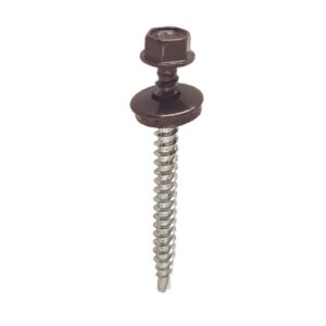 Suruburi Autoforante Cap Hexagonal 4.8x50mm Maro RAL 8017 cu saiba EPDM - 100 buc/cutie
