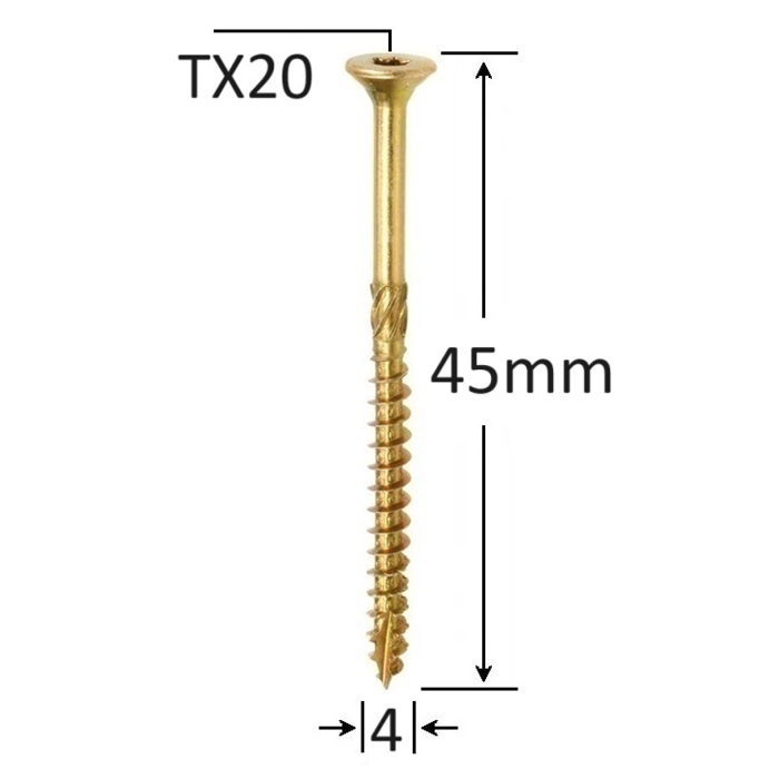 Surub Dulgherie Cap Inecat 4x45mm - 200buc/cutie - 2 Surub Dulgherie Cap Inecat 4x45mm - 200buc/cutie