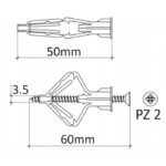 Diblu Rigips din Plastic cu Surub 10GL - 100buc/cutie - 1 Diblu Rigips din Plastic cu Surub 10GL - 100buc/cutie