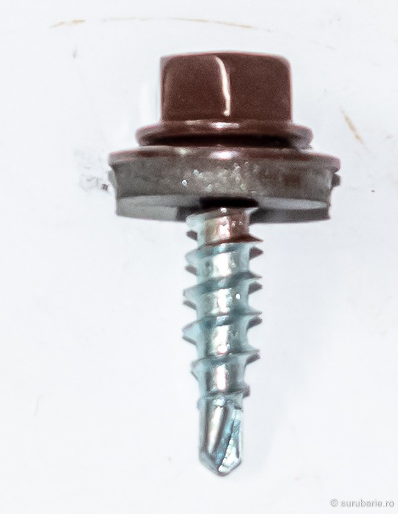 Suruburi Autoforante Cap Hexagonal 4.8x35 mm Maro Ral 8017 cu saiba EPDM - 250 Buc/cutie