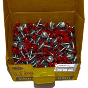 Suruburi Autoforante Cap Hexagonal 4.8x20 mm Rosu Ral 3011 cu saiba EPDM - 250 Buc/cutie