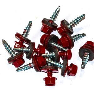 Suruburi Autoforante Cap Hexagonal 4.8x20 mm Rosu Ral 3011 cu saiba EPDM - 250 Buc/cutie